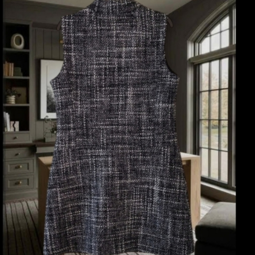 Theory Military Mini Dress in Black Multi Mélange Tweed. Size 12 - Picture 8 of 10
